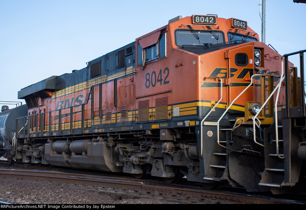 BNSF 8042 is second out on a westbound manifest 